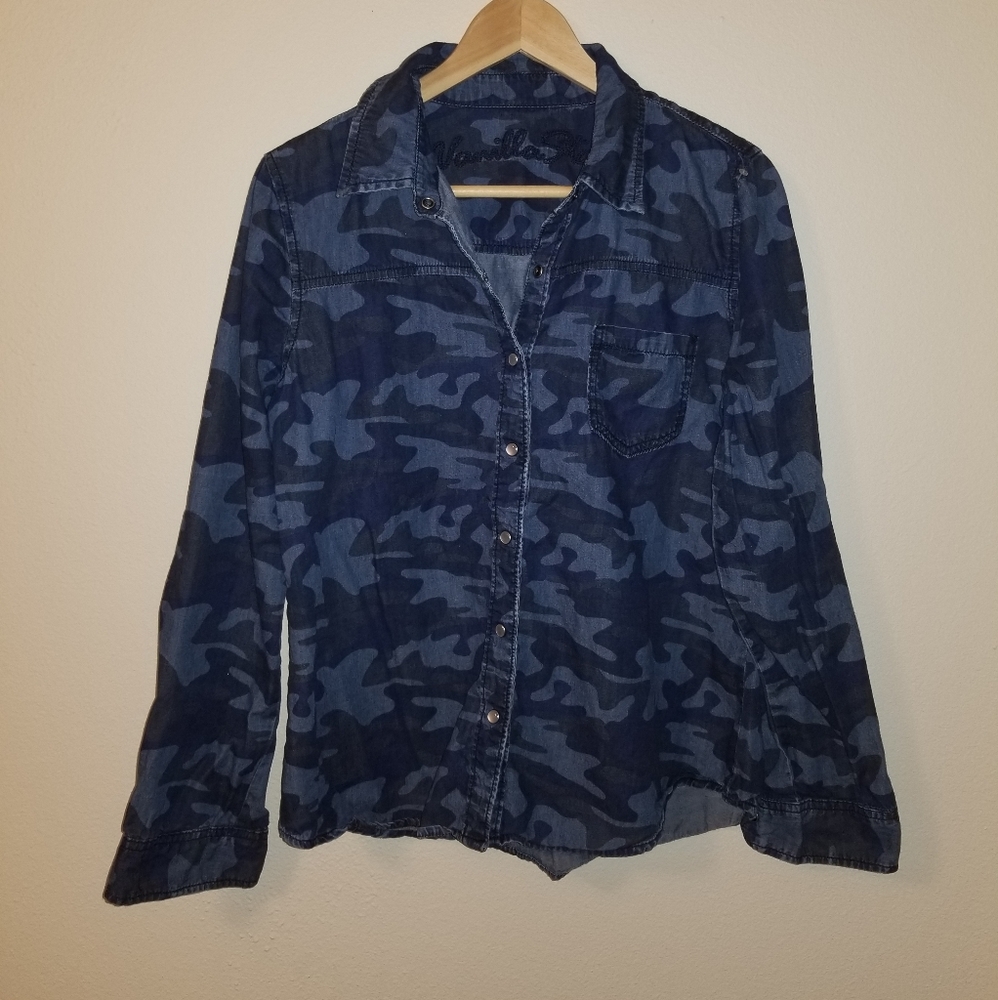 Vanilla Star Blue Camo Shirt L